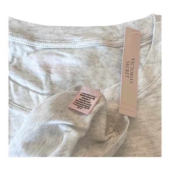 NEW Victoria's Secret SLEEP SHIRT Women's M/L 100% Cotton White Snow Heather PJS - Picture 7 of 13